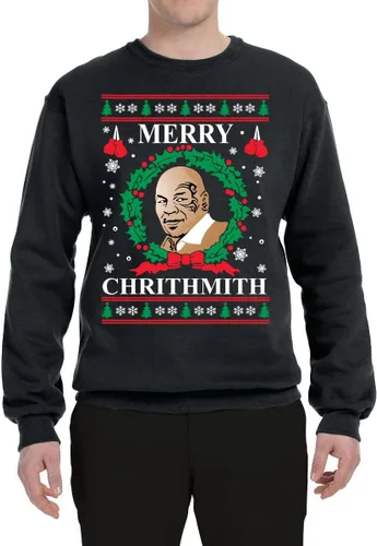 Vista 3 de Wild Bobby Merry Chrithmith Mike Tyson Ugly Christmas Sweater - Sudadera unisex con cuello redondo