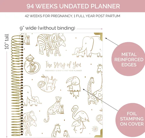 Vista 2 de bloom daily planners Nuevo Calendario Planificador de Embarazo y Primer Año del Bebé y Diario de Recuerdos con Calcomanías - Organizador de Libro