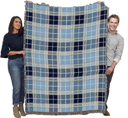 Vista 19 de Pure Country Weavers - Manta a cuadros Black Watch Tartan - Tapicería de regalo tejida con patrones, de algodón - Fabricada en Estados Unidos (72x54)