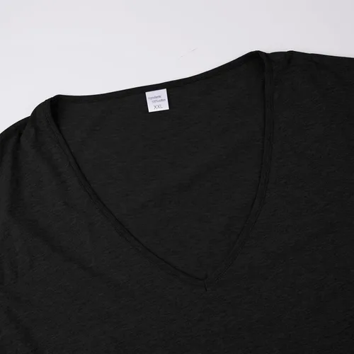 Vista 2 de Camisetas de manga larga con cuello en V profundo para hombre, ropa interior térmica elástica para entrenamiento muscular, ajustada