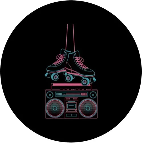 Vista 3 de Retro Skater Vibes with Boombox PopSockets Adhesive PopGrip