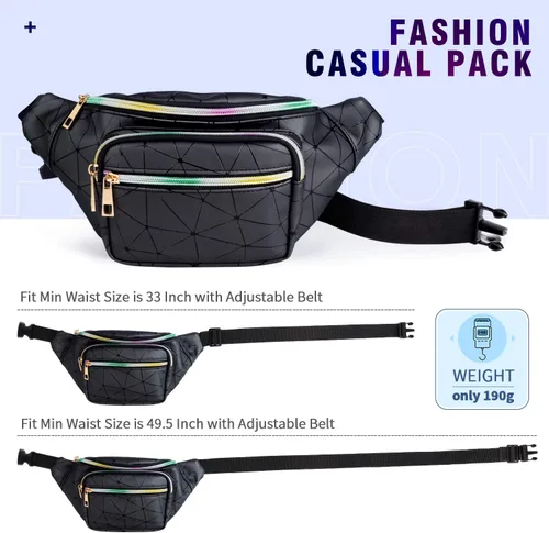 Vista 6 de JECIMER Riñonera para mujeres y hombres, Riñonera de moda para niñas, adolescentes y niños con 5 bolsas, cinturón negro, paquete de cintura, bolsa