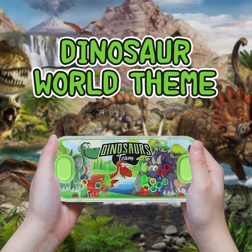 Vista 4 de SevenQ - Juegos de agua portátiles, 4 paquetes, tema de dinosaurios, juego de lanzamiento de anillos de agua, juguete acuático, juego de anillos