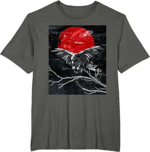 Vista 5 de Red Moon Raven - Camiseta japonesa de cuervo negro, Negro, S