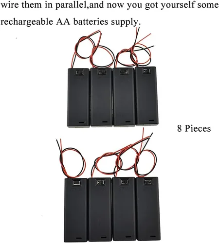 Vista 6 de HAHIYO Paquete de soporte de batería AA de 1.5 V con cubierta resistente de alambre, resortes flexibles, interruptor integrado, baterías, caja
