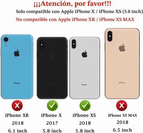 Vista 2 de Funda para iPhone X/iPhone Xs: funda protectora de doble capa resistente para teléfono celular, a prueba de golpes, resistente, con protector