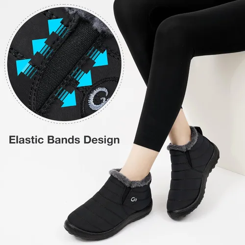 Vista 5 de Botas de nieve de invierno para mujer, impermeables, con forro de piel, cómodas, botas de exterior cálidas, antideslizantes, para invierno