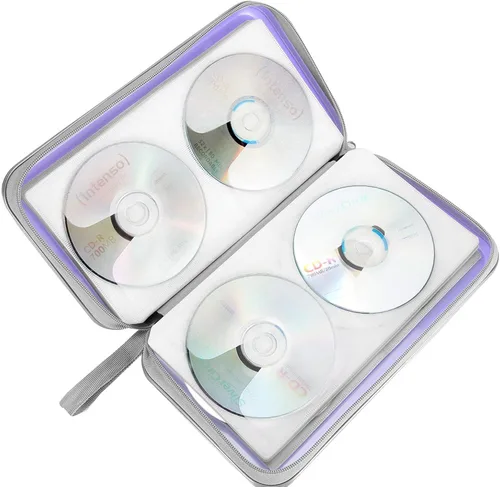 Vista 5 de Siveit - Estuche para CD/DVD con capacidad para 80, soporte de discos de plástico duro, carpeta de almacenamiento para CD DVD, para coche, hogar