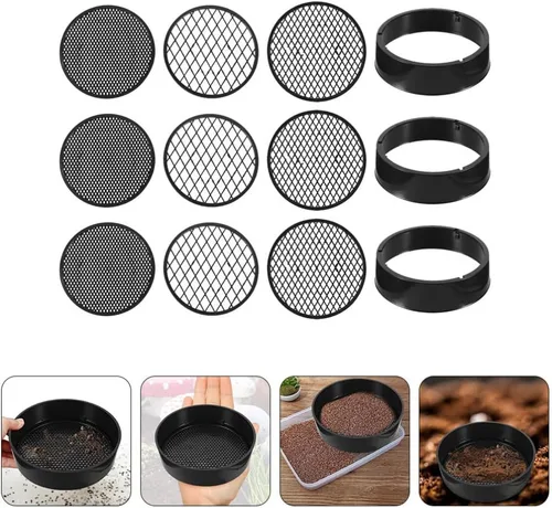 Vista 6 de 3 juegos de tamices de jardinería manuales ligeros para filtrar y tamizar el suelo eficientes para piedras y abono para tu jardín