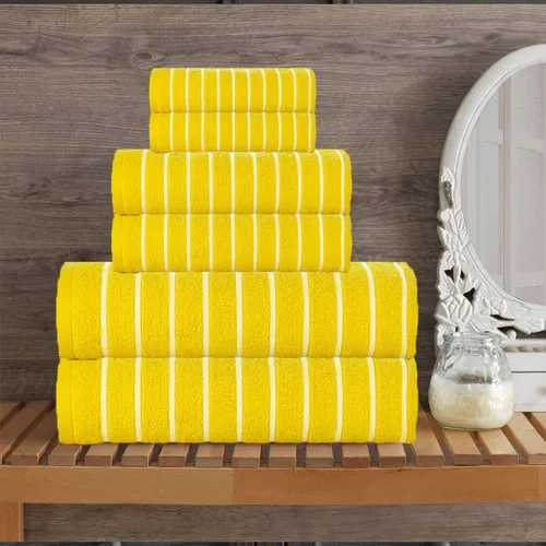 Vista 3 de CASA COPENHAGEN Juego de 6 toallas Ecstatic - Amarillo Mantequilla, 600 GSM 2 toallas de baño 2 toallas de mano 2 toallitas, diseñadas en Dinamarca