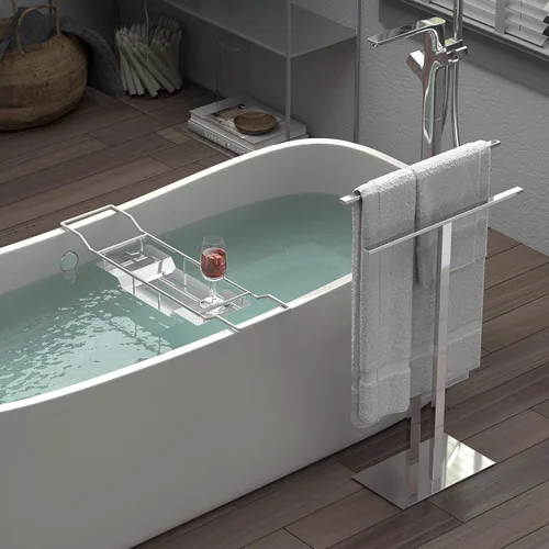 Vista 2 de Gatco 1552C - Toallero doble de pie moderno de 32.50 pulgadas, cromado