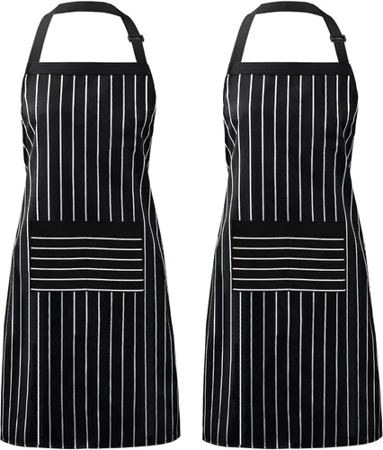 Vista 35 de Syntus Delantal ajustable con 2 bolsillos, delantales de cocina para mujeres, hombres, chef