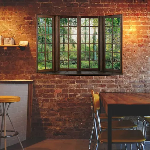 Vista 4 de Aidatain Tapiz Natural de Bosque Verde Escenario de Ventana Tapiz Estético de Pared para Dormitorio Franela 40" L x 30" A Manta de Playa Sala