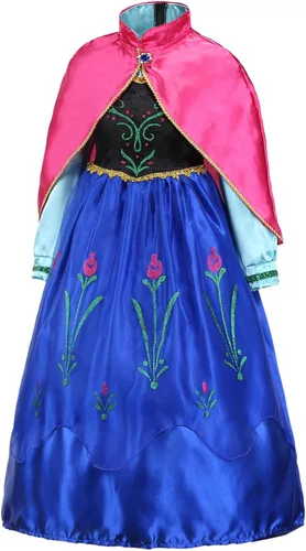 Vista 2 de VBY Disfraz de princesa para niñas, vestido de fiesta de cumpleaños, Halloween, cosplay, con accesorios, 3-8T