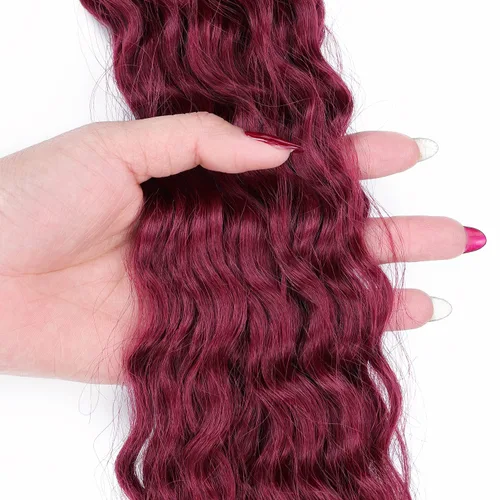 Vista 6 de MAYSA Extensiones de cabello ondulado con ganchillo Ocean Wave de 22 pulgadas, extensiones de cabello rizado de playa, 6 paquetes, extensiones de #