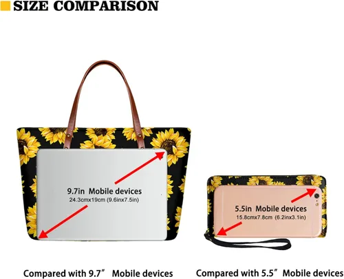 Vista 3 de Suhoaziia Juego de bolsos para mujer, diseño de perro salchicha, con asa superior, para mujer, con cartera de piel sintética