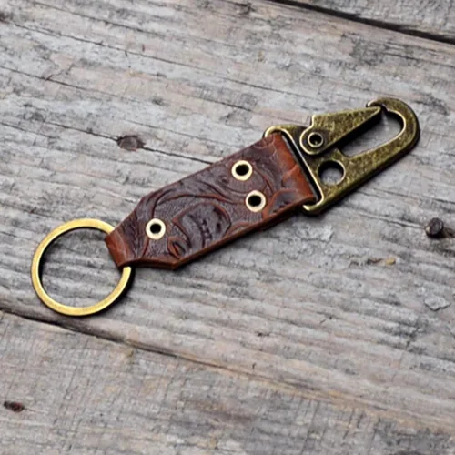 Vista 3 de JJNUSA Llavero de cuero EDC para cinturón, clip resistente para hombre, llavero táctico para cinturón