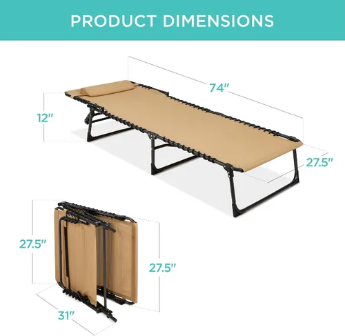 Vista 2 de Best Choice Products - Tumbona para patio reclinable, plegable, portátil para exteriores, con 8 posiciones, asas, capacidad de 300 libras