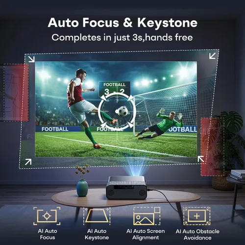 Vista 12 de Google TV Smart Outdoor Projector, 4K Projector with WiFi and Bluetooth Negro
