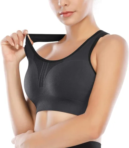 Vista 5 de Heathyoga Sujetadores deportivos de alto impacto para mujer, sujetadores deportivos con relleno, sujetador de entrenamiento para mujer, con espalda