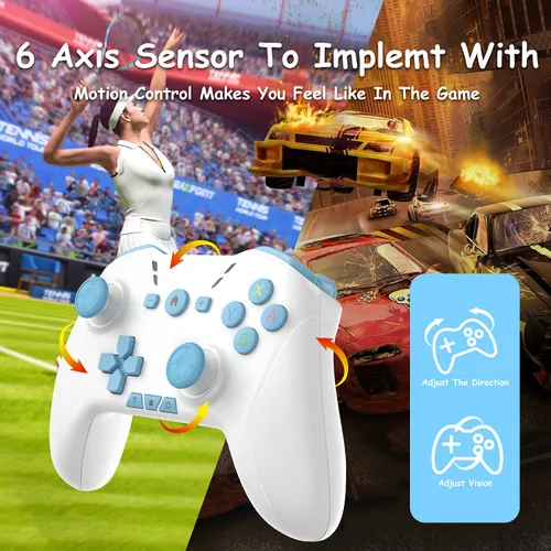 Vista 4 de Bluetooth Controller Wireless for SwitchPhonePCAndroidIOSMACTV, Remote Game Controller with Custom Programmable ButtonWake UpTurboScreenshotGyro