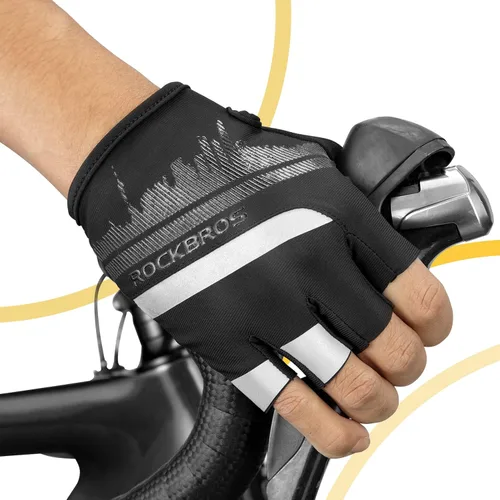 Vista 6 de ROCKBROS - Guantes de ciclismo de montaña para hombre, guantes de ciclismo con pantalla táctil, antideslizantes, MTB, guantes de ciclismo