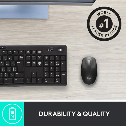 Vista 4 de Logitech Mouse inalámbrico M190 - Diseño de curva ambidiestro de tamaño completo, batería de 18 meses con modo de ahorro de energía, control preciso