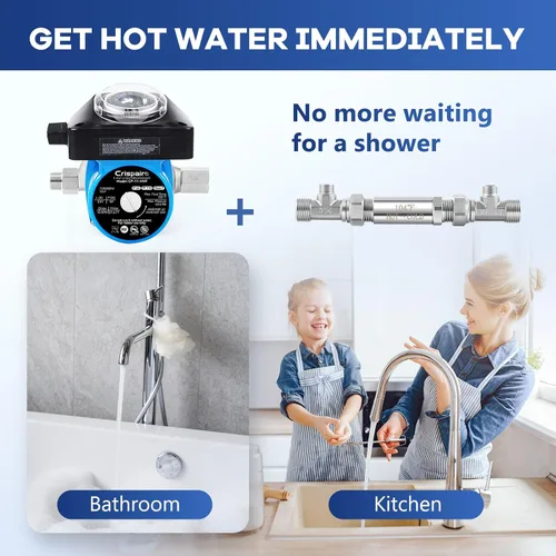 Vista 6 de Válvula de derivación de acero inoxidable 304 para bomba de recirculación de agua caliente instantánea, válvula de control de temperatura mejorada