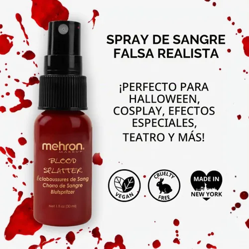 Vista 5 de Mehron cosmético de chorro de sangre Bright Arterial para efectos especiales, películas, Halloween. Botella dispensadora de 1 onza