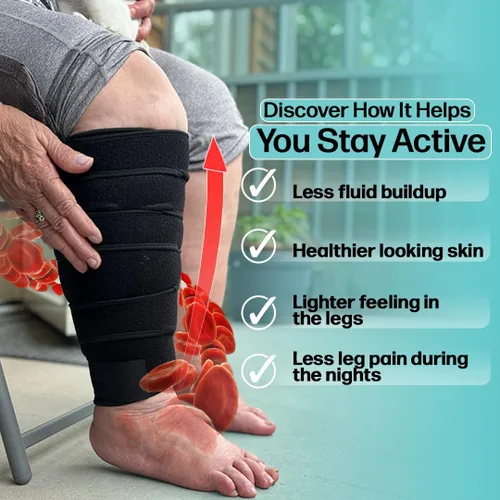 Vista 8 de Envoltura de compresión ajustable para linfedema de pantorrilla para hinchazón, edema, lipedema, circulación, pesadez, dolor, fácil de poner