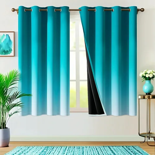 Vista 8 de WUBODTI 2 paneles de cortinas traslúcidas color negro degradado para dormitorio, sala de estar, 84 pulgadas de largo, 2 paneles de cortinas