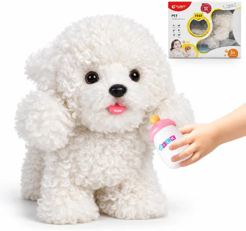 Vista 13 de CU-MATE Juguetes eléctricos de peluche Akita de 12 pulgadas, juguete electrónico de peluche para perro, robot interactivo Wuffy Puppy, caminar