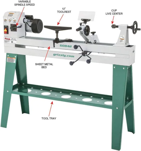 Vista 4 de Grizzly Industrial G0842-Torno de madera de 14 x 37 pulgadas con accesorio de copia