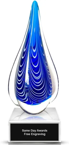 Vista 27 de Premio de Vidrio Artístico Soplado a Mano – Premio Elegante con Grabado Personalizado para Corporativo, Deportes, Jubilación, Reconocimiento