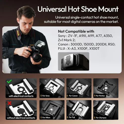 Vista 6 de Ulanzi SL03 Mini Flash Speedlite GN8 Potente 6500K Luz de flash en la cámara, 4 niveles de potencia, compatible con Sony