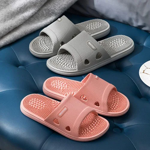 Vista 3 de Zapatillas de masaje de acupresión para fascitis plantar para mujeres, zapatillas de acupuntura para artritis, neuropatía, alivio del dolor