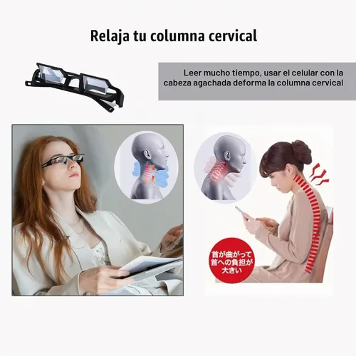Vista 2 de Gafas perezosas que se colocan con prisma de luz con ángulo de 90°, relajantes para el cuello, para acostarse, leer y ver Negro