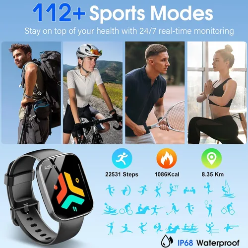 Vista 5 de Csasan Reloj inteligente para hombres y mujeres (respuesta/hacer llamadas), pantalla HD de 1.91 pulgadas, monitor de frecuencia cardíaca, Negro