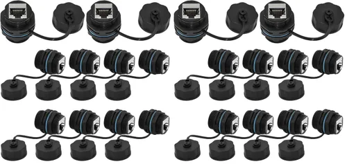 Vista 10 de 5PCS Montaje en panel blindado RJ45 impermeable CAT6 conector Ethernet Conector de cable LAN, cabezal doble, adaptador hembra a hembra, con tapa
