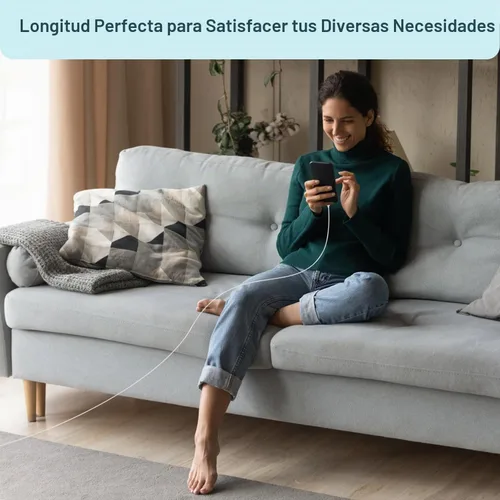 Vista 5 de [Certificado MFi de Apple] Cable Carplay para iPhone 18, cable de carga rápida, paquete de 3 Blanco