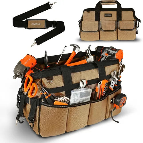 Vista 9 de COMOWARE 13-Inch Tool Bag, Zip-top Wide Mouth Open top Tool Bag, Large Capacity Tool Organizer with Inside Pockets, Blue Tool Tote Bag for