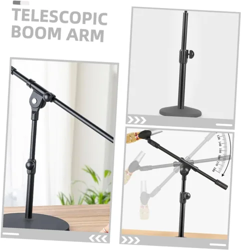 Vista 5 de Luxshiny Poste de micrófono telescópico con adaptador de cabeza de tornillo, micrófono de construcción de metal, brazo de pluma para estudios