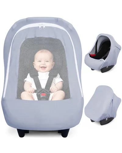 Vista 10 de Metplus Toldo 2 en 1 para Asiento de Automóvil de Bebé, Parasol de Privacidad Multiuso, Protege la Seguridad del Bebé con Estilo, Fundas