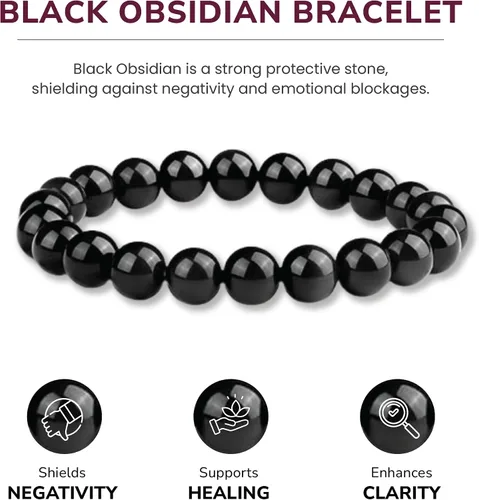 Vista 119 de Crystal Vibe Pulseras de cuentas de 0.315 in para mujeres y hombres, pulseras de cristal con piedras preciosas naturales, tamaño elástico ajustable