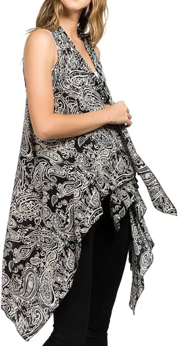Vista 40 de Scarfand's - Chaleco de cárdigan largo para mujer, ligero, sin mangas, con parte delantera abierta