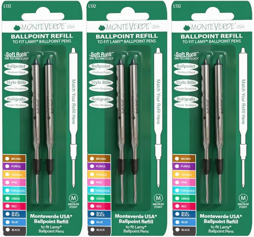 Vista 25 de Monteverde USA Soft - Recambios de bolígrafo para adaptarse a bolígrafos Lamy, tinta negra, punta media, escritura suave y confiable, paquete de 2