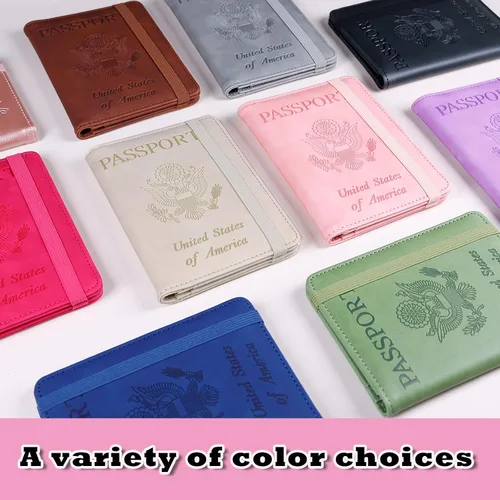 Vista 7 de Melsbrinna Funda de cuero prémium para pasaporte, impermeable, con bloqueo RFID, cartera de viaje con soporte para bolígrafo, bonito libro