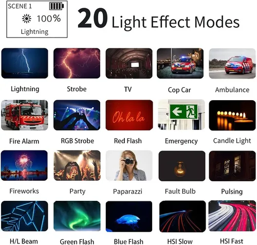 Vista 4 de Paquete de 2 varitas de luz RGB de mano W200, iluminación LED, luz de mano, luz de fotografía, Vlog con magnético CRI95+ 2500K-9000K batería