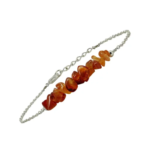 Vista 2 de Gempires Real Carnelian Bar Bracelet, Energy Healing Crystals With 7 + 1 Inch Silver Plated Adjustable Chain (Carnelian)