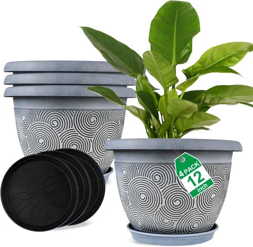 Vista 13 de Fodetyff Macetas de 6 Pulgadas para Plantas de Interior y Exterior, Juego de 6 Macetas Pequeñas de Plástico con Agujero de Drenaje y Bandeja, Maceta